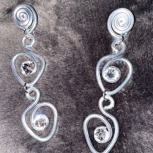 Silver and Swarovski crystal drop earrings